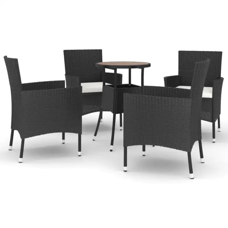 Trendy tuinset van poly rattan en gepoedercoat staal in zwart materiaal - Tuinsets