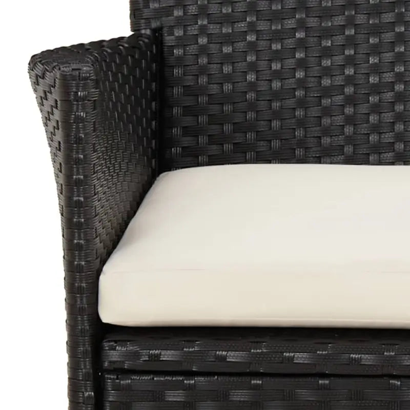 Trendy tuinset van poly rattan en gepoedercoat staal in zwart materiaal - Tuinsets