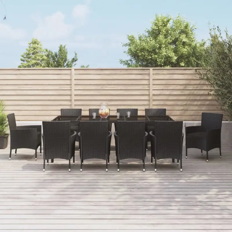 Trendy tuinset van poly rattan in zwart materiaal voor eenvoudig schoonmaken - 250 cm tafellengte - Tuinsets
