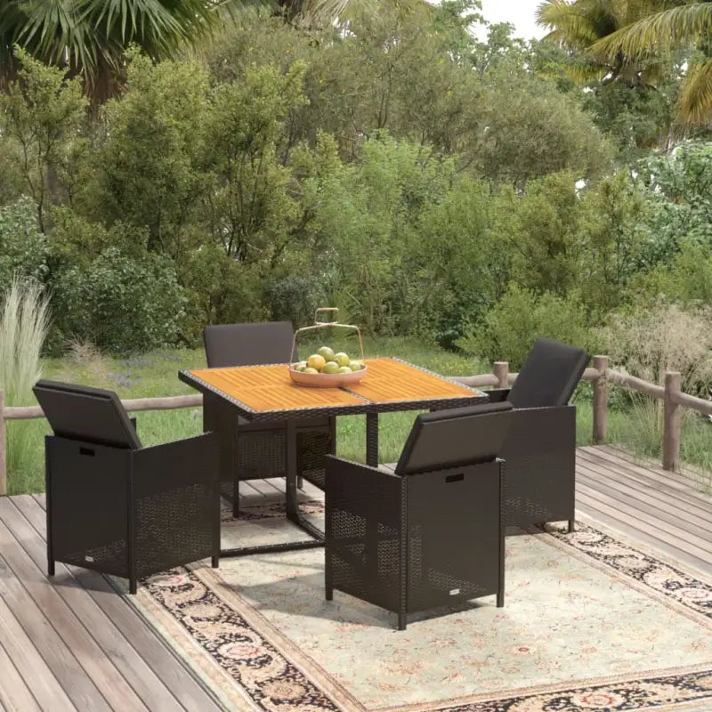 Trendy Tuinset van Waterbestendig PE-rattan voor Gezellig Buitenleven - Bruin en zwart / 109 cm tafellengte / 4x