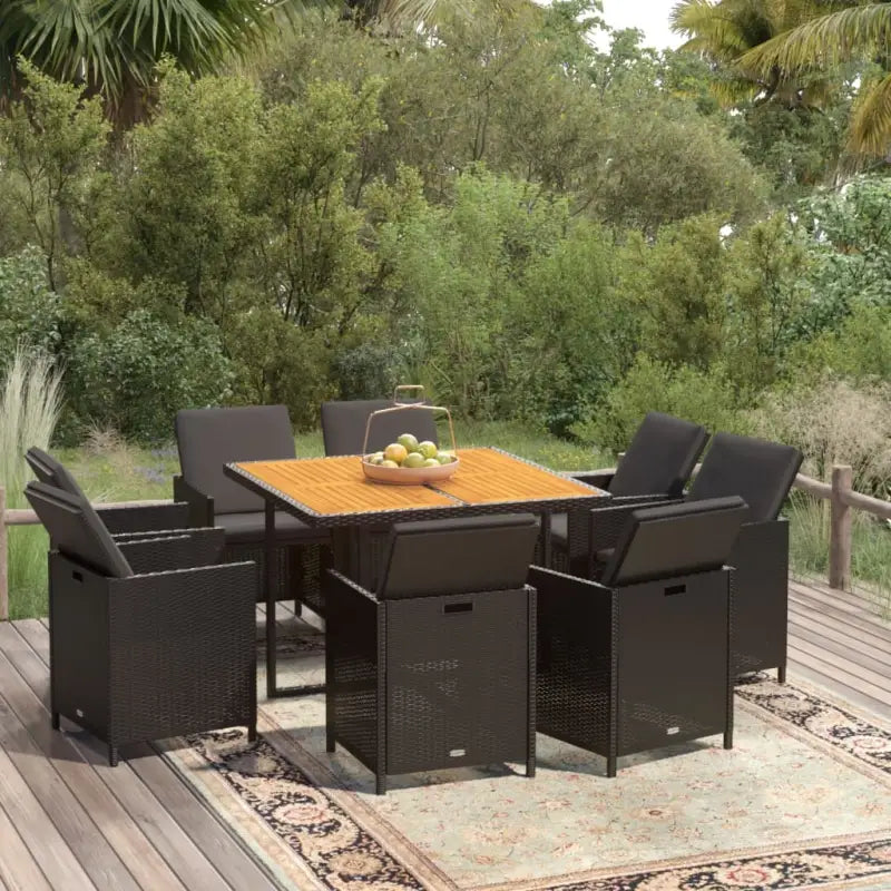Trendy Tuinset van Waterbestendig PE-rattan voor Gezellig Buitenleven - Bruin en zwart / 109 cm tafellengte / 8x