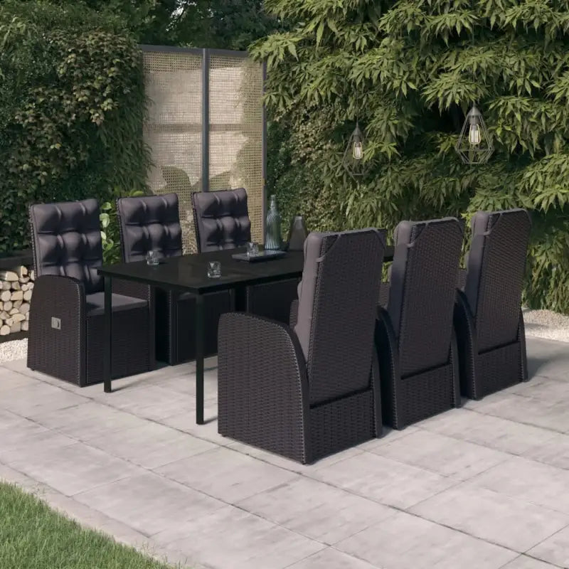 Trendy tuinstoelset met gemakkelijke stoelen en ruime afmetingen - Zwart / 200 cm tafellengte - Tuinsets