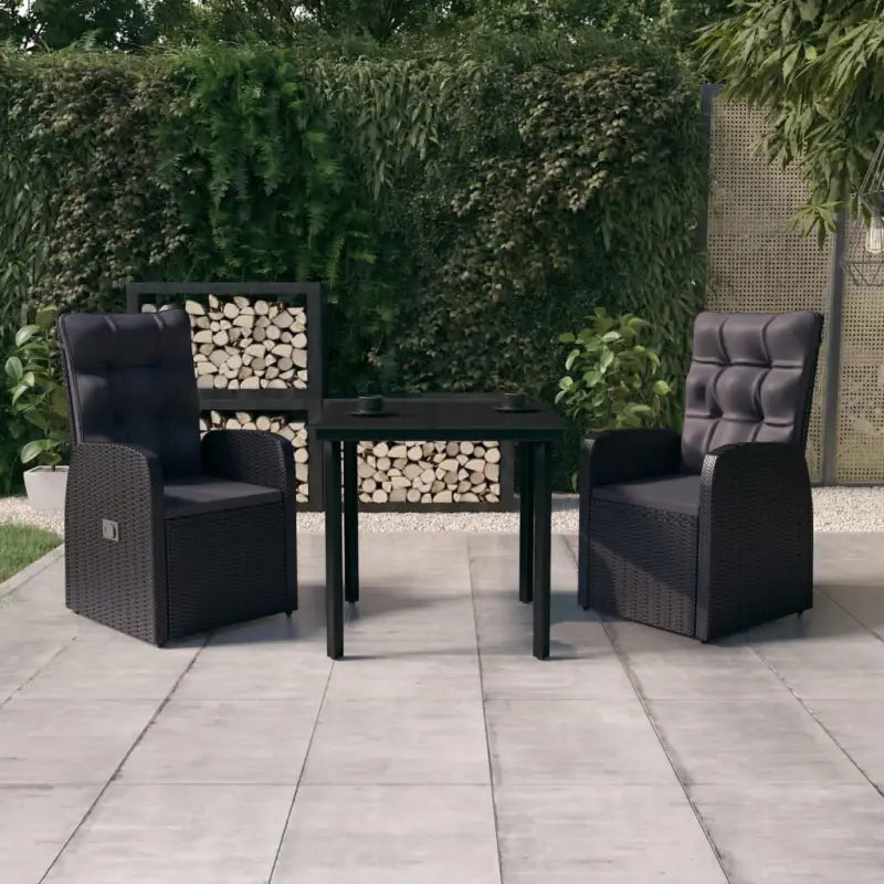Trendy tuinstoelset met gemakkelijke stoelen en ruime afmetingen - Zwart / 80 cm tafellengte - Tuinsets