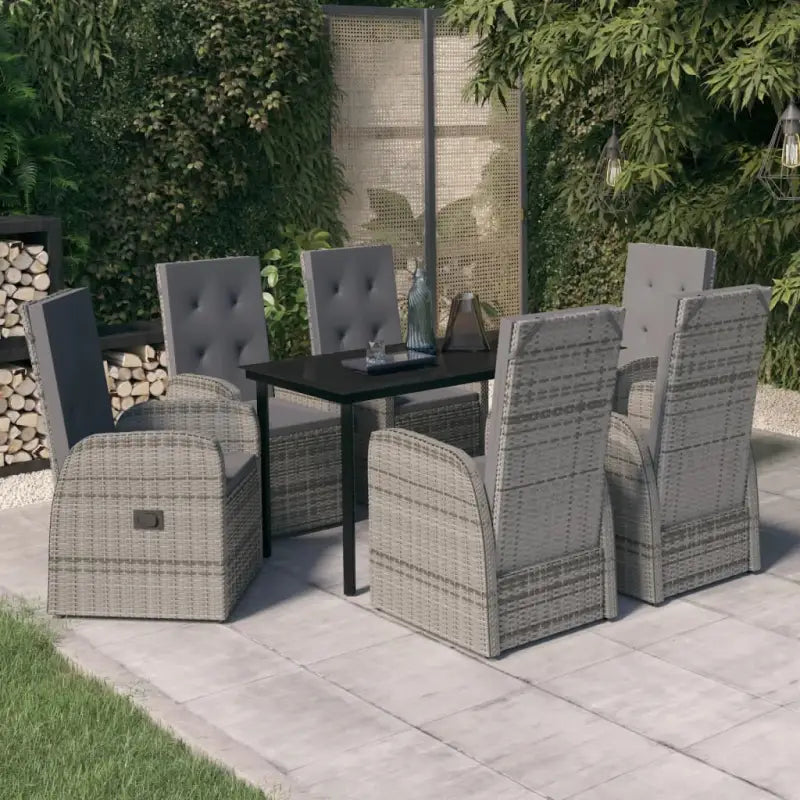Trendy tuinstoelset met gemakkelijke stoelen en ruime afmetingen - Grijs / 140 cm tafellengte - Tuinsets