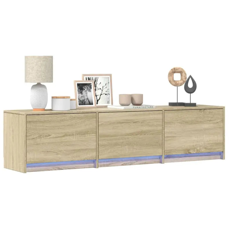 Trendy TV-meubel met LED-verlichting in grijs Sonoma eiken stijl - Sonoma eiken / 1 / 165 cm - Tv-meubels