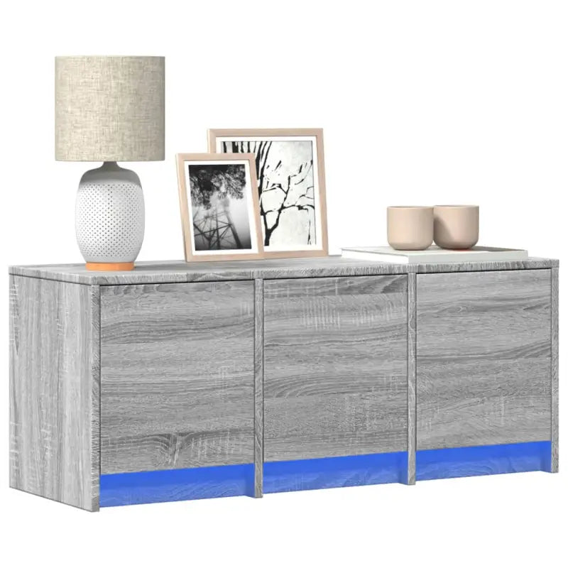 Trendy TV-meubel met LED-verlichting in grijs Sonoma eiken stijl - Grijs sonoma / 1 / 97 cm - Tv-meubels