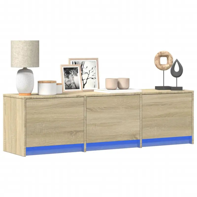 Trendy TV-meubel met LED-verlichting in grijs Sonoma eiken stijl - Sonoma eiken / 1 / 140 cm - Tv-meubels