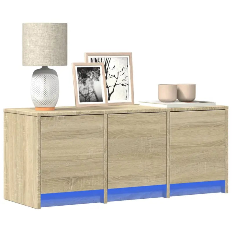 Trendy TV-meubel met LED-verlichting in grijs Sonoma eiken stijl - Sonoma eiken / 1 / 97 cm - Tv-meubels