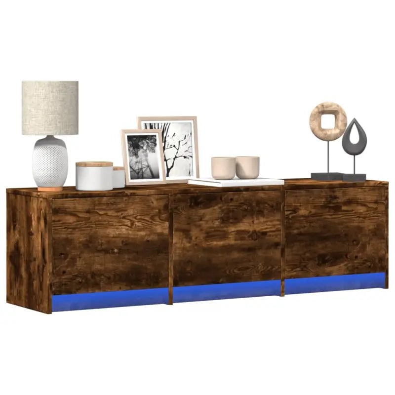 Trendy TV-meubel met LED-verlichting in grijs Sonoma eiken stijl - Gerookt eiken / 1 / 140 cm - Tv-meubels
