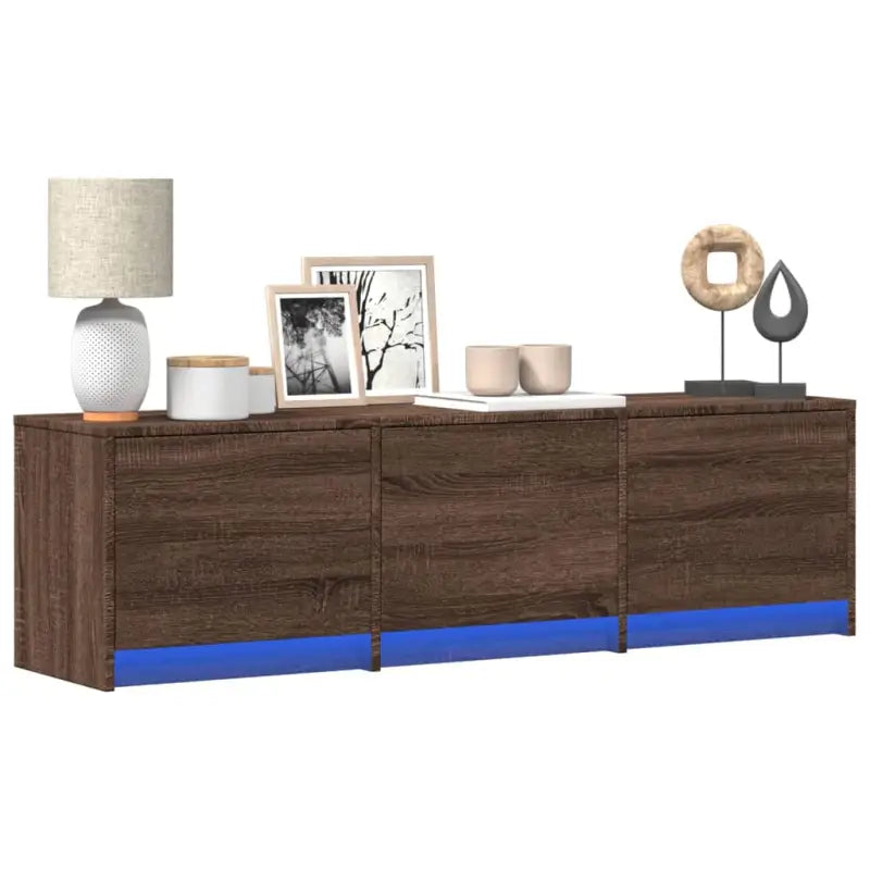 Trendy TV-meubel met LED-verlichting in grijs Sonoma eiken stijl - bruin eikenkleur / 1 / 140 cm - Tv-meubels
