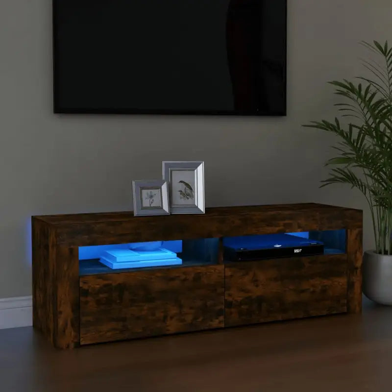 Trendy tv-meubel met rgb led-verlichting en stevige constructie - Gerookt eiken / 1 - Tv-meubels