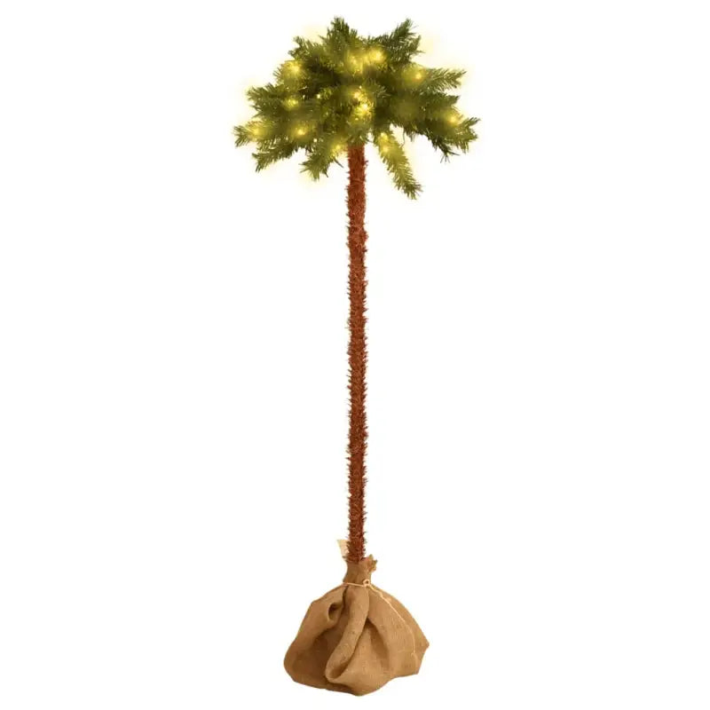 Tropische sfeer kunstpalmboom met LED’s en linnen stof voor binnen - 120 cm / 1 - Kerstbomen