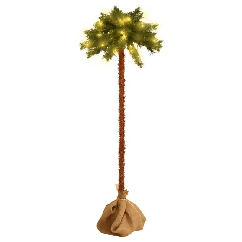 Tropische sfeer kunstpalmboom met LED’s en linnen stof voor binnen - 150 cm / 1 - Kerstbomen