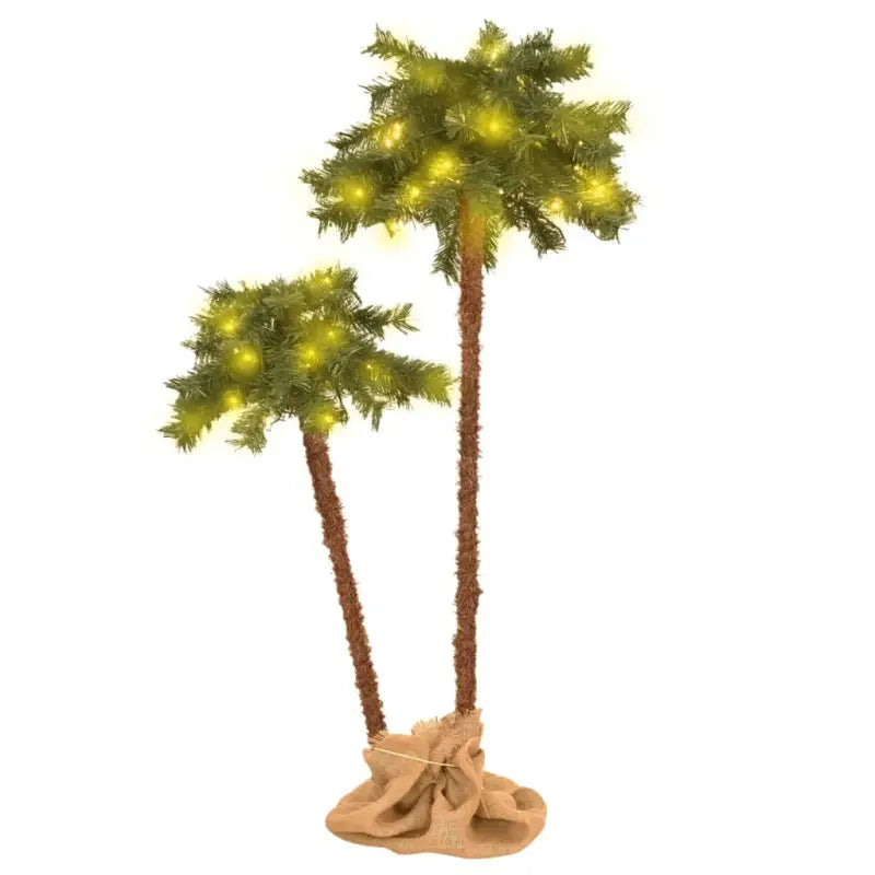 Tropische sfeer kunstpalmboom met LED’s en linnen stof voor binnen - 90 cm + 150 cm / 1 - Kerstbomen