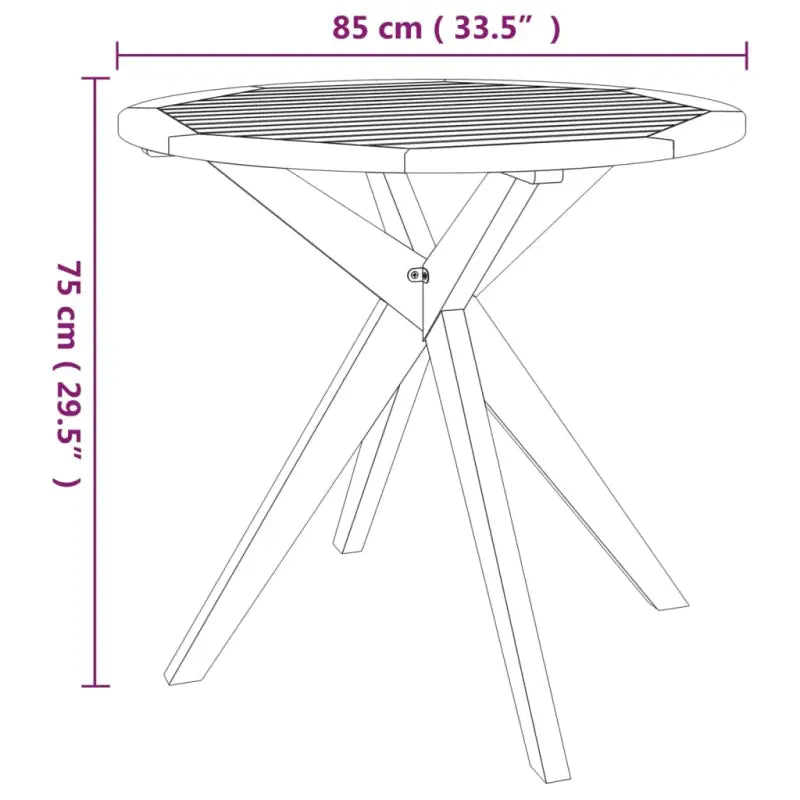 Tuimets van massief acaciahout voor tuin of terras ontspanning - Ø 85 cm Tafel - Tuinsets