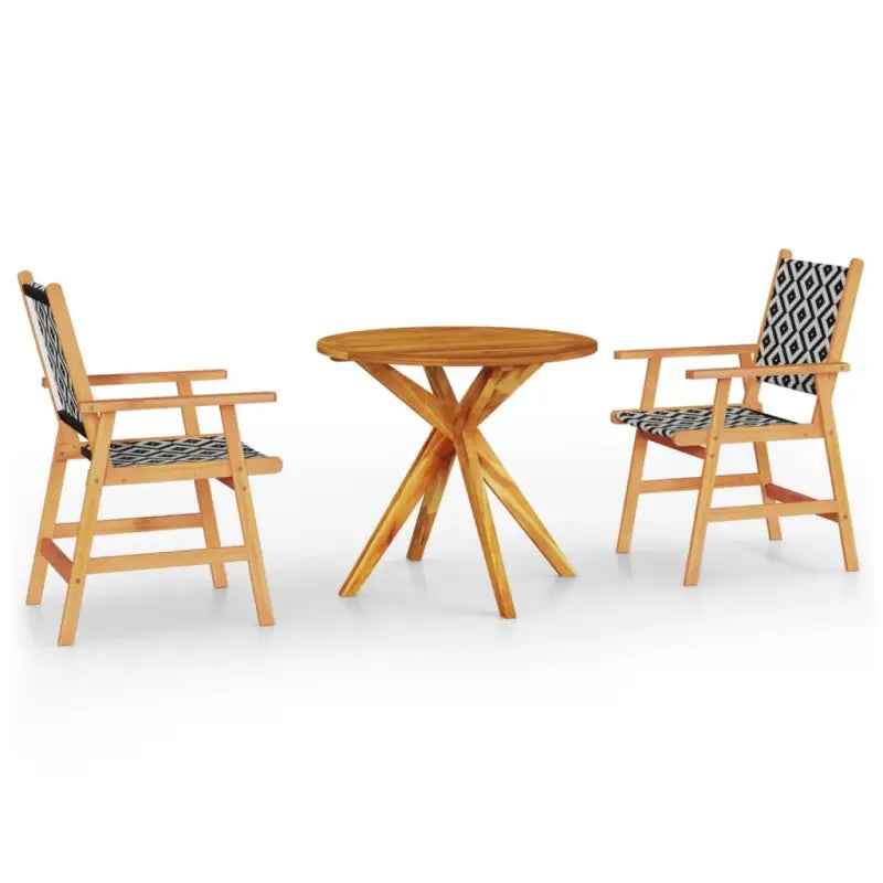 Tuimets van massief acaciahout voor tuin of terras ontspanning - Ø 85 cm Tafel - Tuinsets