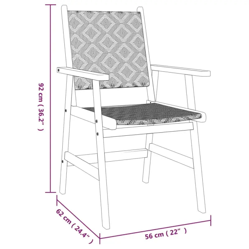 Tuimets van massief acaciahout voor tuin of terras ontspanning - Ø 85 cm Tafel - Tuinsets