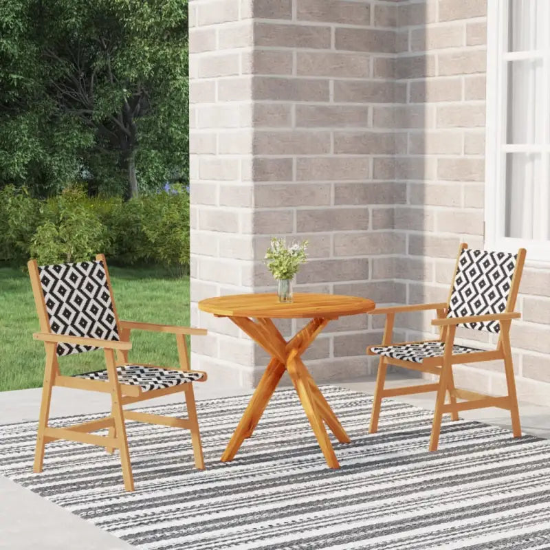 Tuimets van massief acaciahout voor tuin of terras ontspanning - Ø 85 cm Tafel - Tuinsets