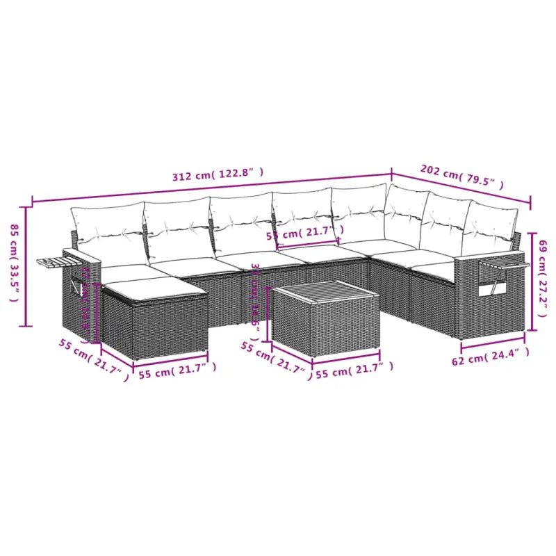 Tuinaanbieding met grijs materiaal en gepoedercoat staal afmetingen - Tuinsets