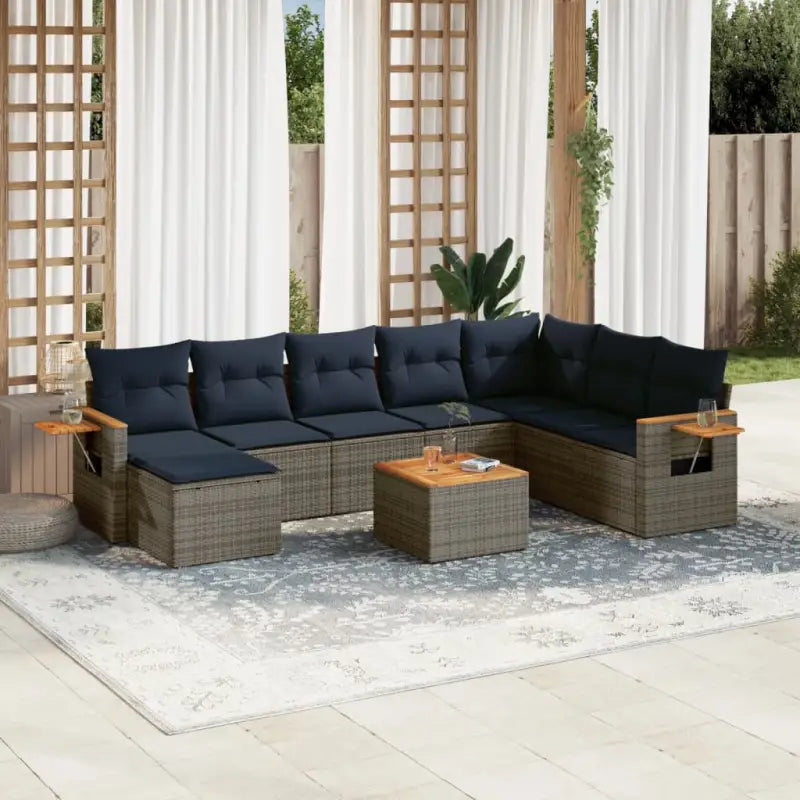 Tuinaanbieding met grijs materiaal en gepoedercoat staal afmetingen - Grijs / Met tafel - Tuinsets