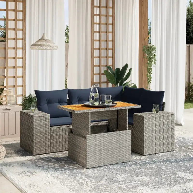 Tuinaanbouw loungeset van grijs materiaal en gepoedercoat staal - Grijs / zonder opbergruimte - Tuinsets