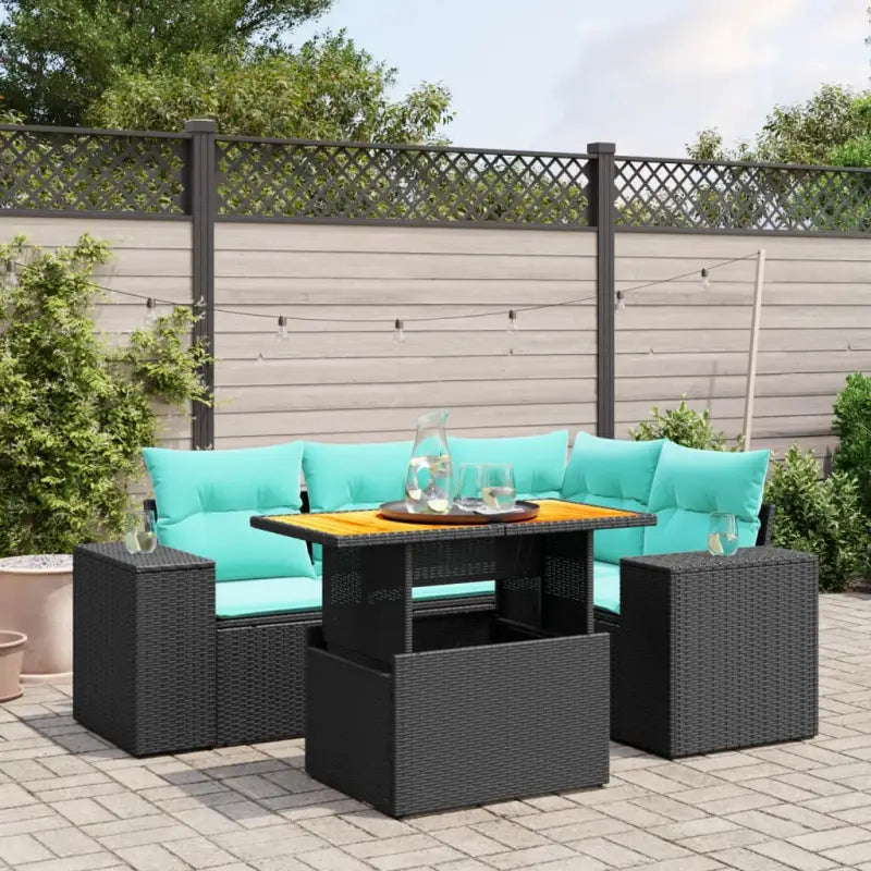 Tuinaanbouw loungeset van grijs materiaal en gepoedercoat staal - Zwart / zonder opbergruimte - Tuinsets