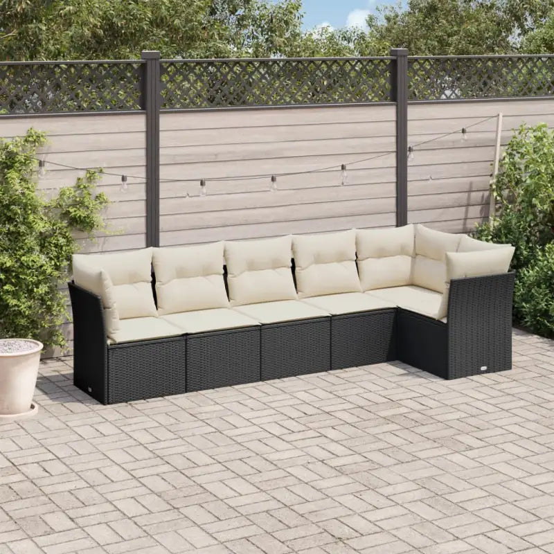 Tuinbank met poly rattan en gepoedercoat staal voor comfortabele zitervaring - Zwart en crème / Zonder tafel - Tuinsets