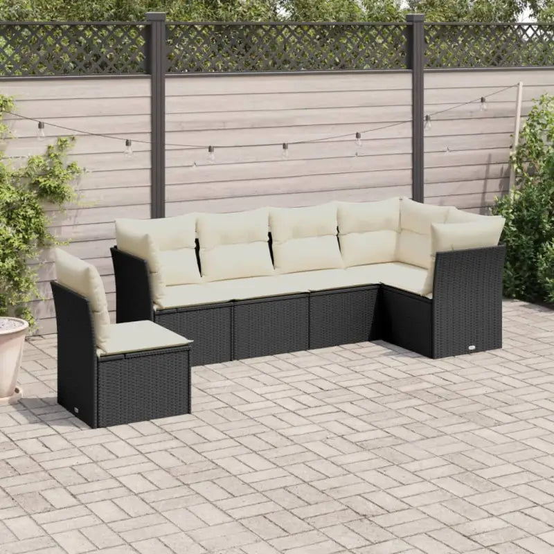Tuinbank met poly rattan en gepoedercoat staal voor comfortabele zitervaring - Zwart en crème / Zonder tafel - Tuinsets
