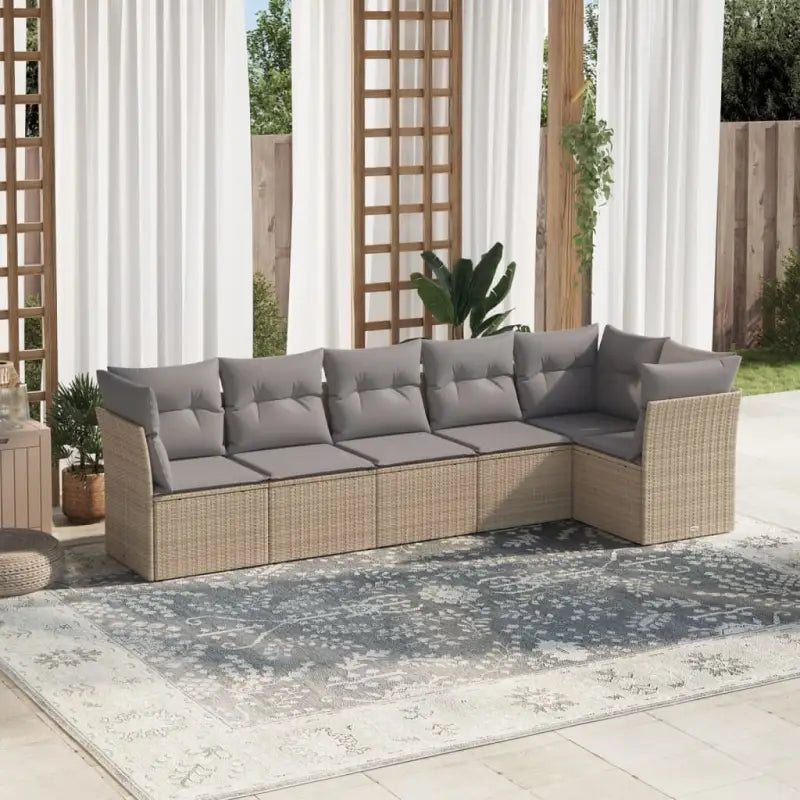 Tuinbank met poly rattan en gepoedercoat staal voor comfortabele zitervaring - Beige en grijs / Zonder tafel - Tuinsets
