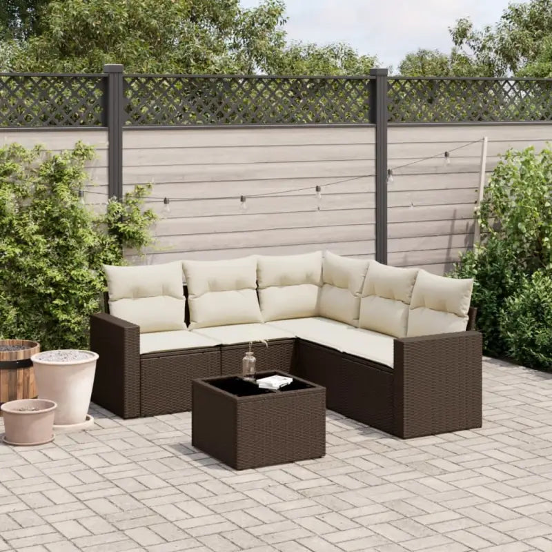 Tuinbank van gepoedercoat staal met beige materiaal voor buitenplezier - Bruin en crème / Met tafel - Tuinsets