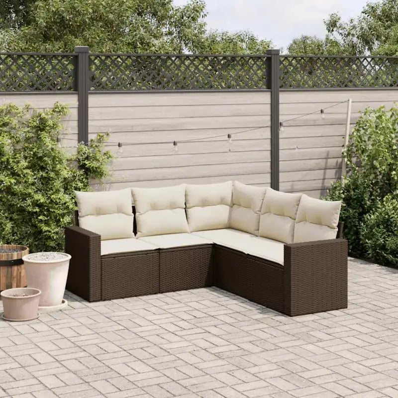 Tuinbank van gepoedercoat staal met beige materiaal voor buitenplezier - Bruin en crème / Zonder tafel - Tuinsets