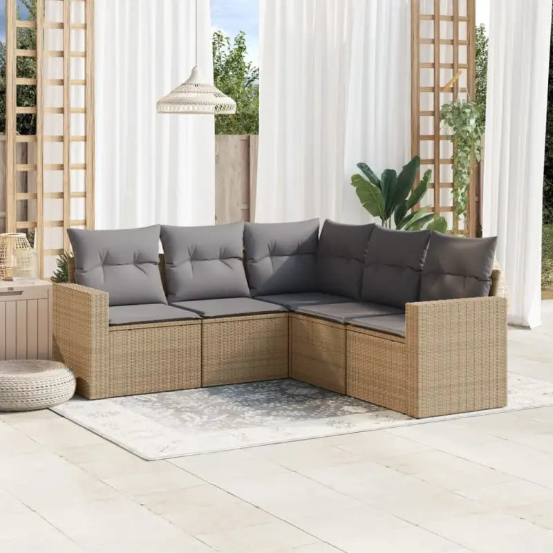Tuinbank van gepoedercoat staal met beige materiaal voor buitenplezier - Beige en grijs / Zonder tafel - Tuinsets