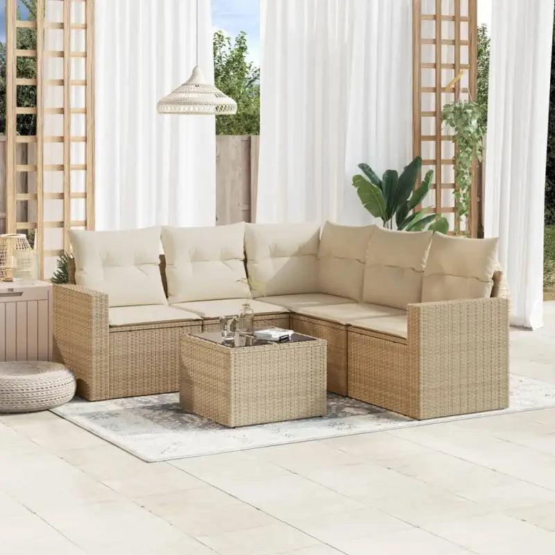 Tuinbank van gepoedercoat staal met beige materiaal voor buitenplezier - beige en crèmekleurig / Met tafel - Tuinsets