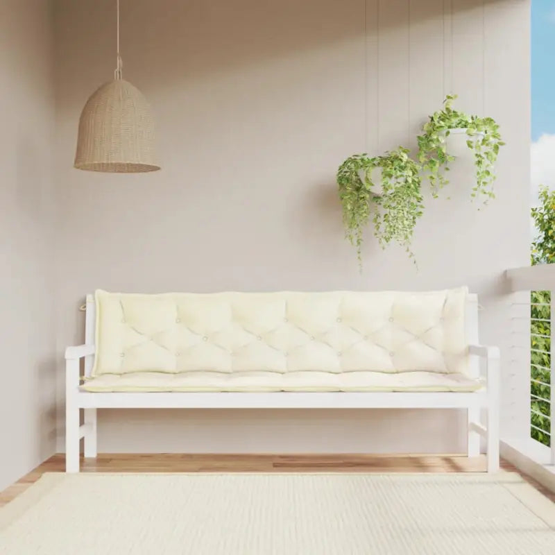 Tuinbankkussens van oxford stof voor een frisse uitstraling - Crème / 200 x 50 x 7 cm / 2 - Stoelkussens