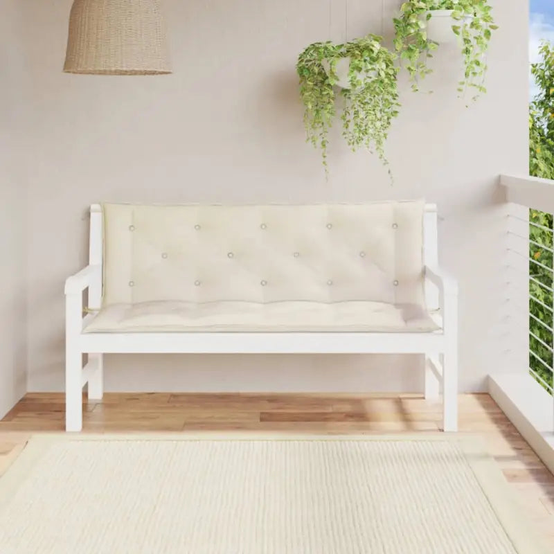 Tuinbankkussens van oxford stof voor een frisse uitstraling - Crème / 150 x 50 x 7 cm / 2 - Stoelkussens