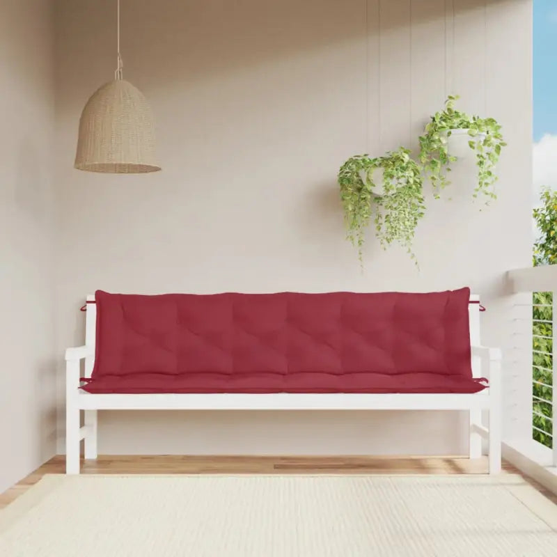 Tuinbankkussens van oxford stof voor een frisse uitstraling - Wijnrood / 200 x 50 x 7 cm / 2 - Stoelkussens