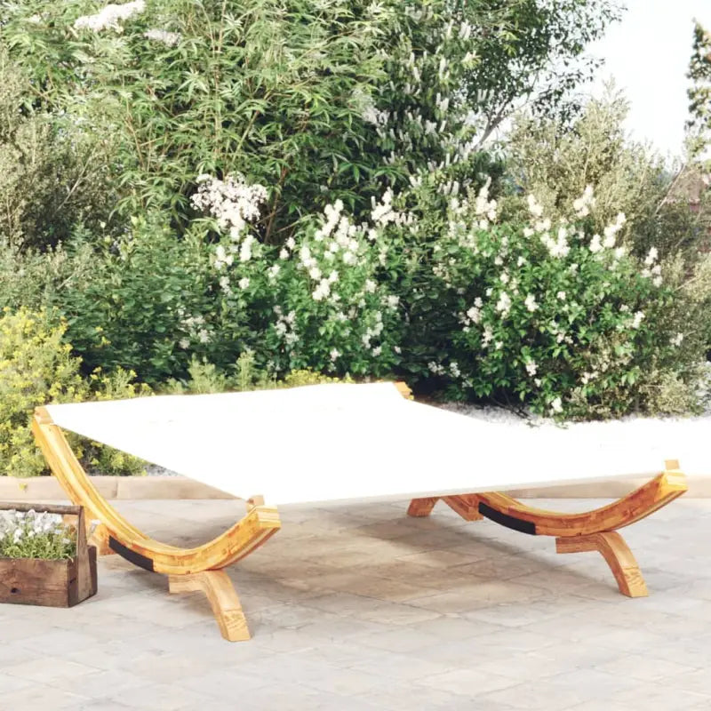 Tuinbed met massief gebogen hout voor duurzaam ontspanning - Crème / 165 x 188.5 x 46 cm - Tuinbedden