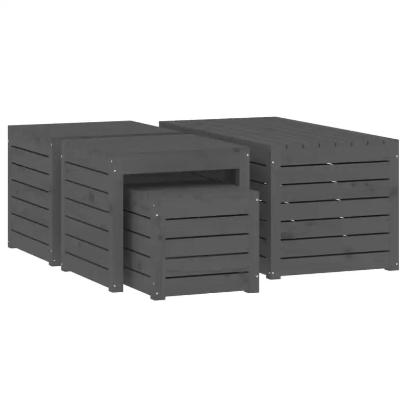 Tuinboxset van massief grenenhout met ruime afmetingen voor buitengebruik - Opbergboxen voor buiten