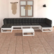 Tuinhaardset met massief grenenhout en comfortabele rug- en zijkussens - Tuinsets