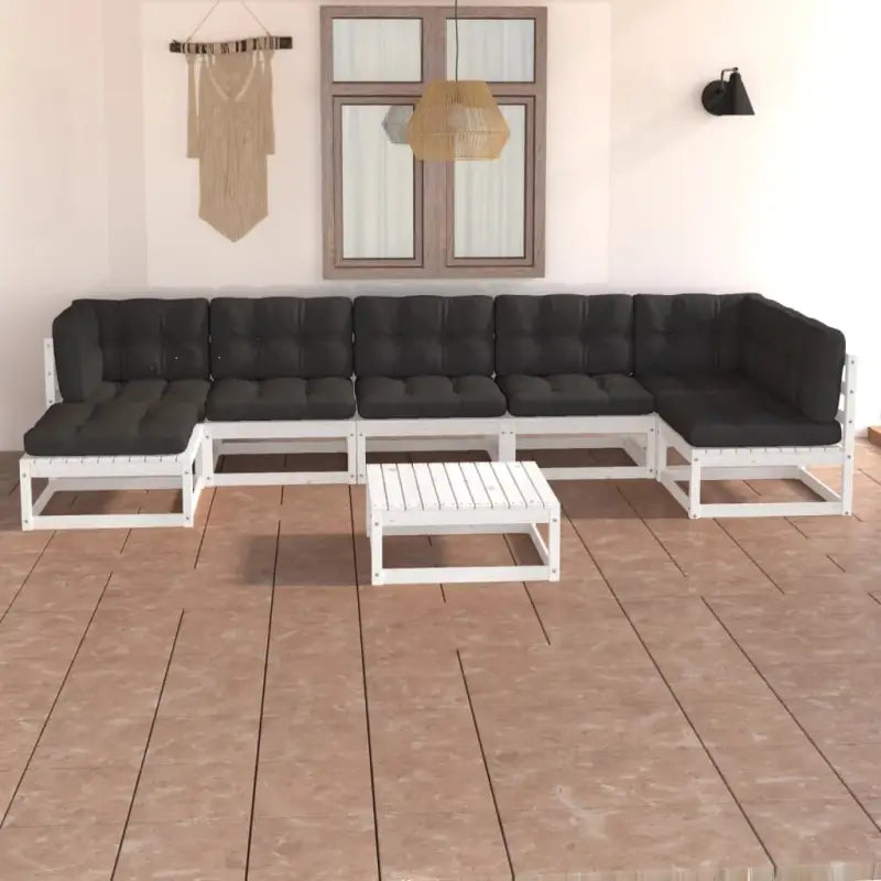 Tuinhaardset met massief grenenhout en comfortabele rug- en zijkussens - Tuinsets