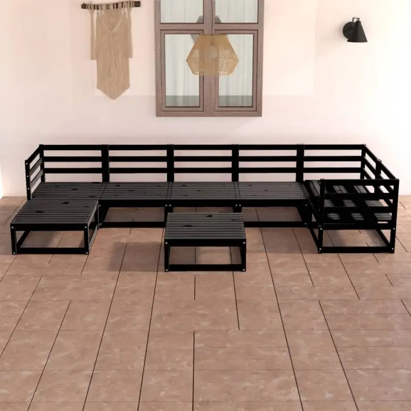 Tuinhaardset met massief grenenhout en comfortabele rug- en zijkussens - Zwart / Nee - Tuinsets