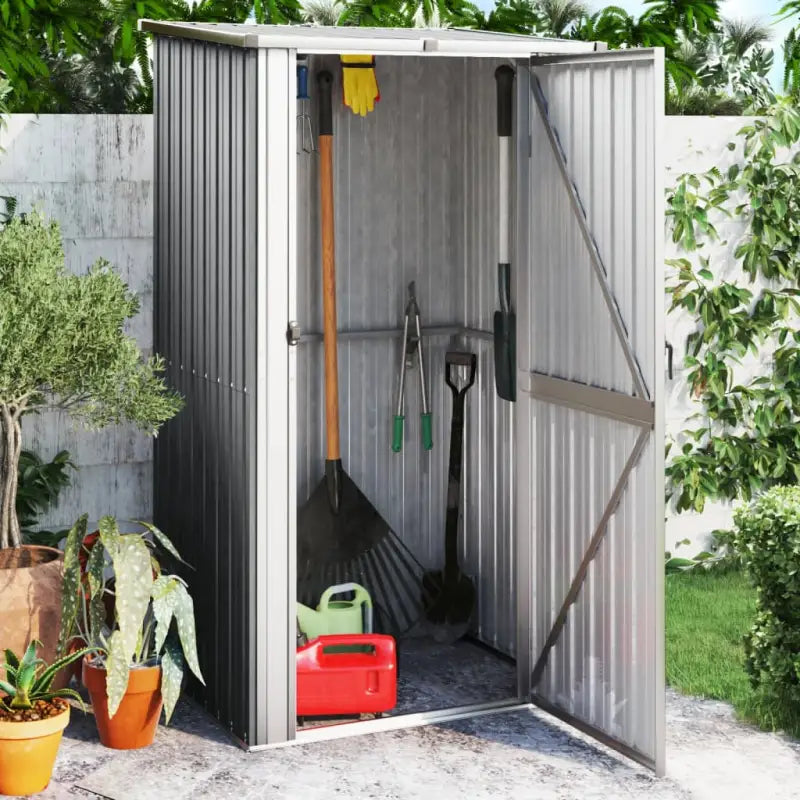 Tuinhuis van gegalvaniseerd staal met afsluitbare deur voor extra bescherming - Grijs / 1 - Tuinhuizen