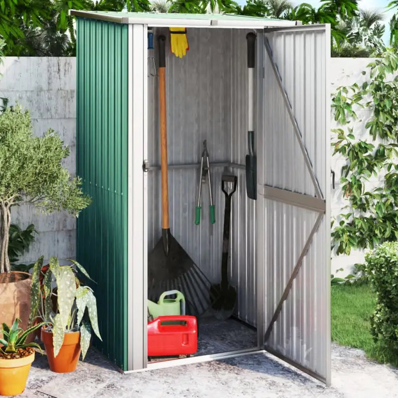 Tuinhuis van gegalvaniseerd staal met afsluitbare deur voor extra bescherming - Groen / 1 - Tuinhuizen
