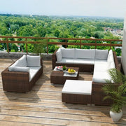 Tuininrichting met levering bevat stijlvolle rattan loungeset voor het hele jaar - Bruin - Tuinsets