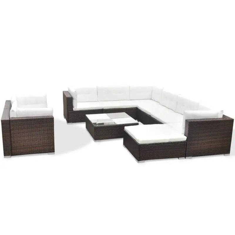 Tuininrichting met levering bevat stijlvolle rattan loungeset voor het hele jaar - Bruin - Tuinsets