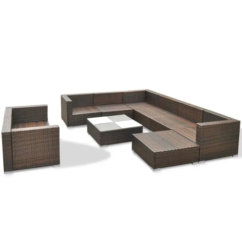 Tuininrichting met levering bevat stijlvolle rattan loungeset voor het hele jaar - Bruin - Tuinsets