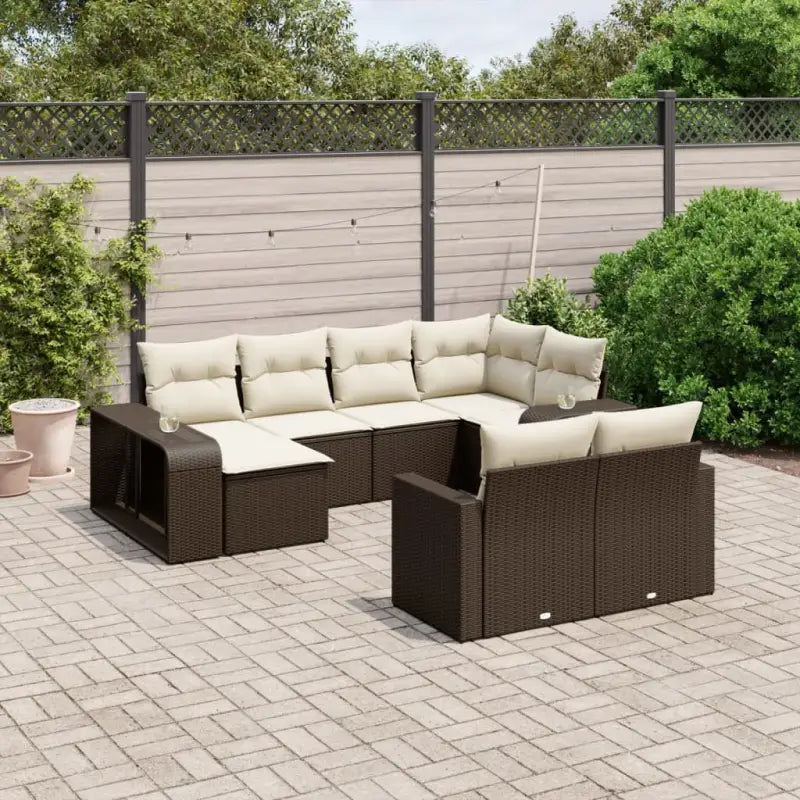 Tuininzet loungeset van gepoedercoat staal in zwart voor tuin en terras - Bruin - Tuinsets
