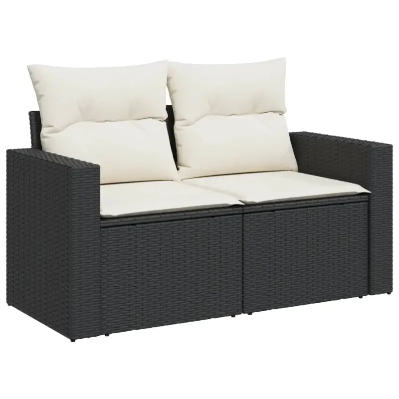 Tuininzet loungeset van gepoedercoat staal in zwart voor tuin en terras - Tuinsets