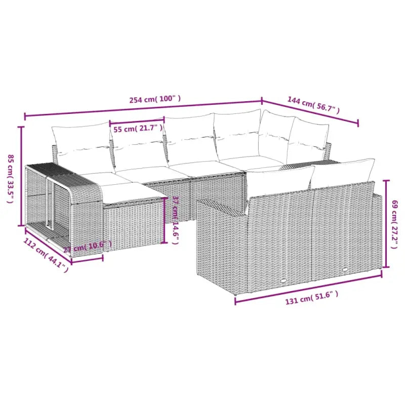 Tuininzet loungeset van gepoedercoat staal in zwart voor tuin en terras - Tuinsets