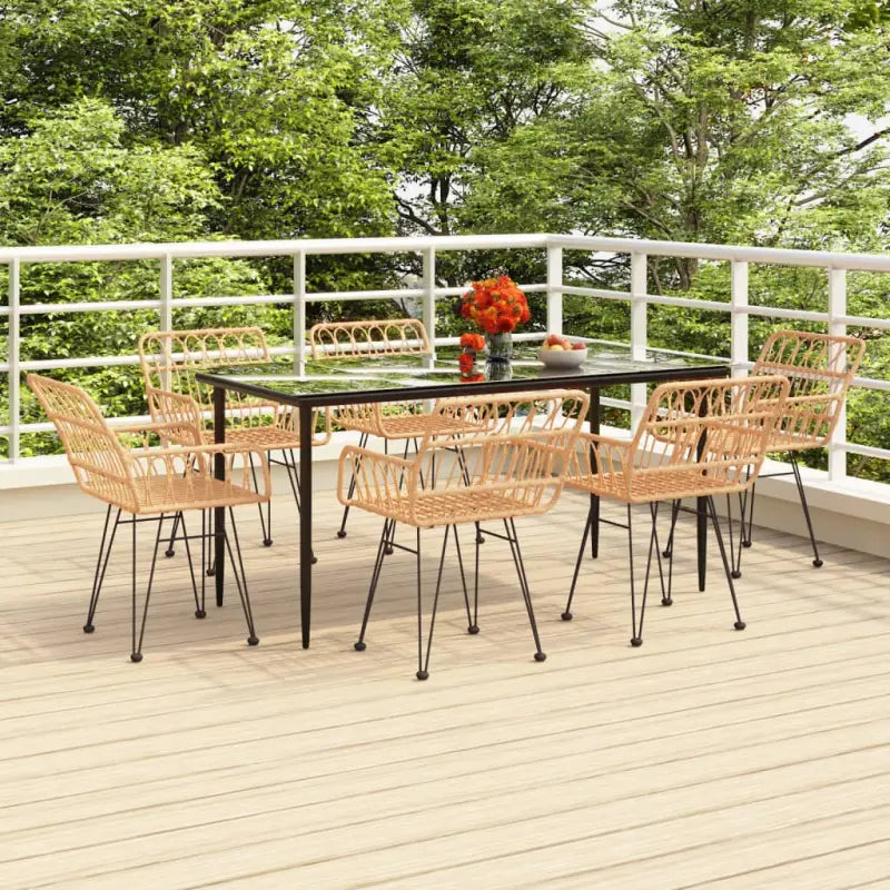 Tuininzet met poly rattan en gehard glas eenvoudig schoon - Tuinsets